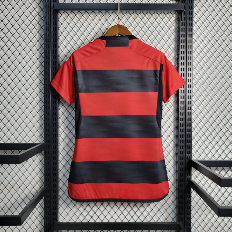 Camisa Flamengo I 23/24 s/n° Torcedor Adidas Feminia - Vermelho+Preto